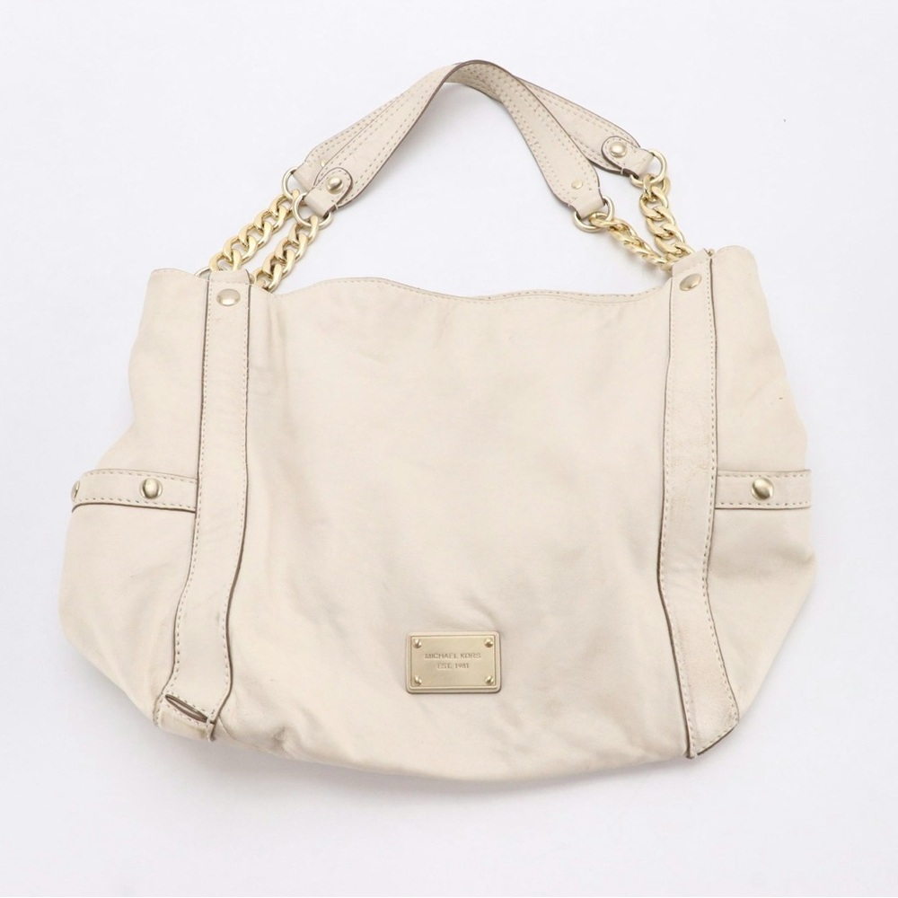 Michael Kors Cream Chain Leather Bucket Bag